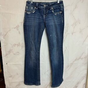 Miss Me Embroidered Bedazzled Embellished Signature Bootcut Jeans - E23